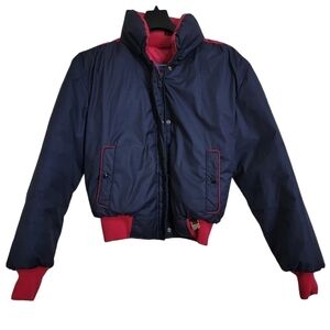Vintage Sportcaster 90s Pink Blue Colorblock Down Winter Ski Coat Made in USA 10